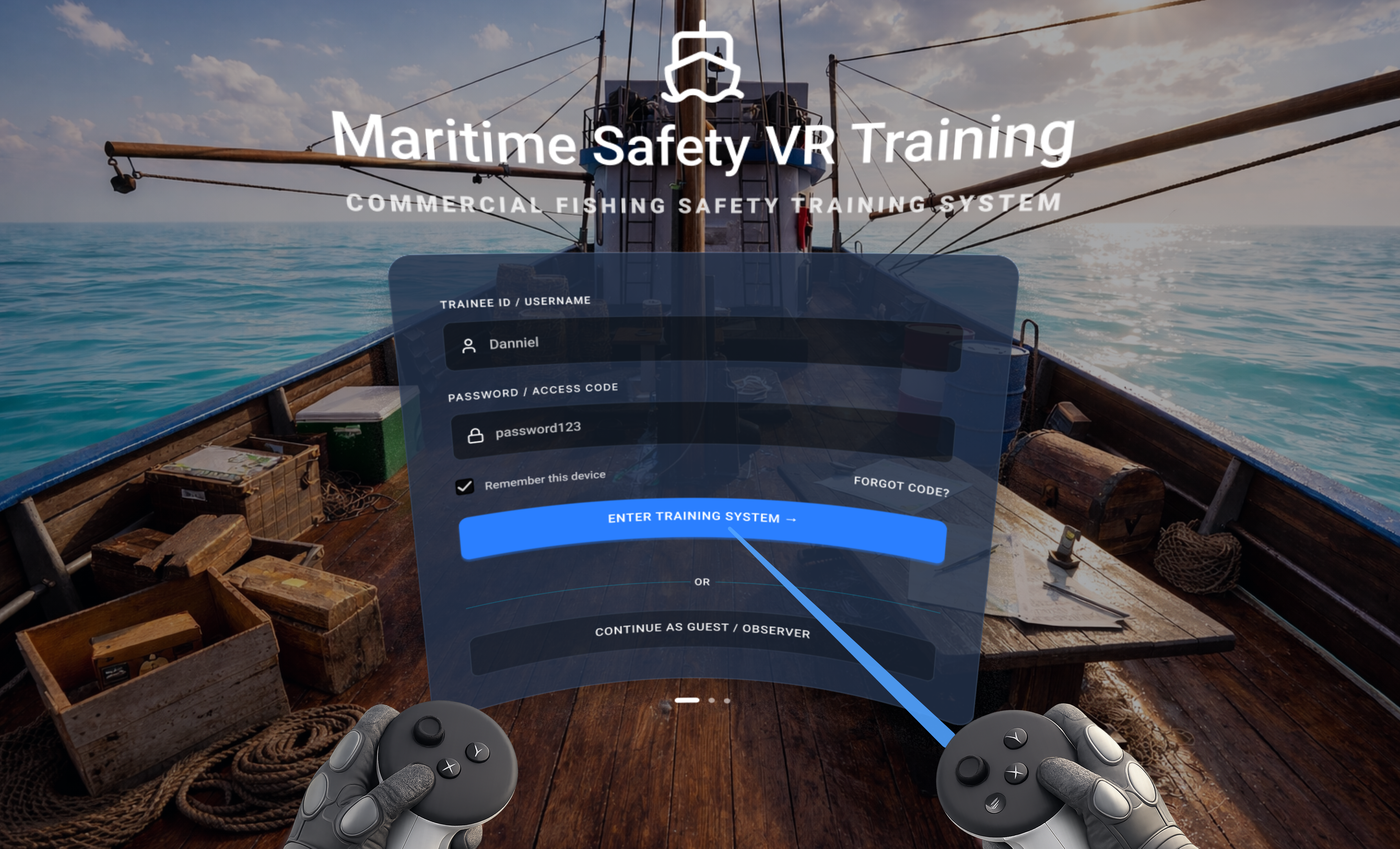 Entry Point: VR Login & Onboarding